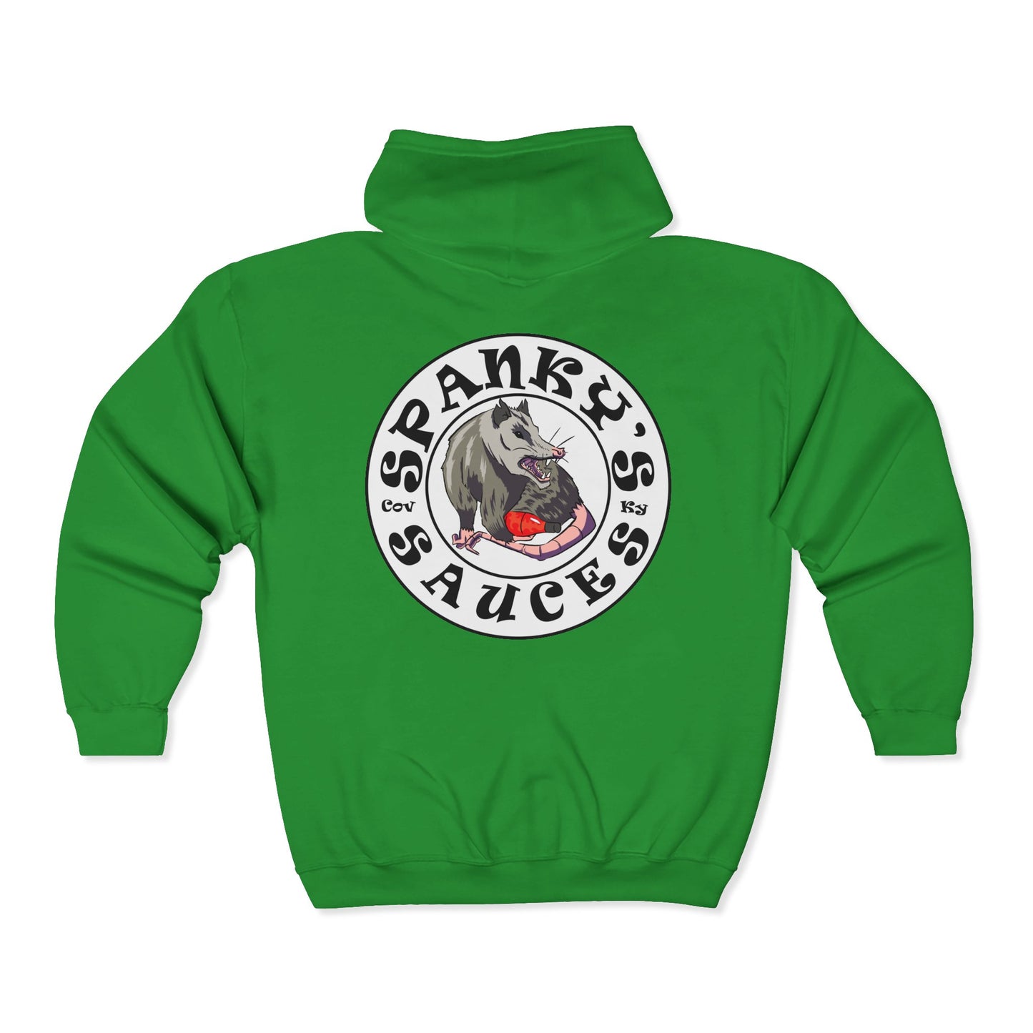 Spanky's Sauces Zip Hoodie — Hot Sauce Logo Full‑Zip Hoodie