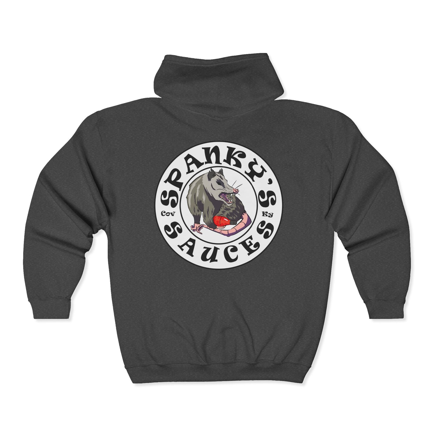 Spanky's Sauces Zip Hoodie — Hot Sauce Logo Full‑Zip Hoodie