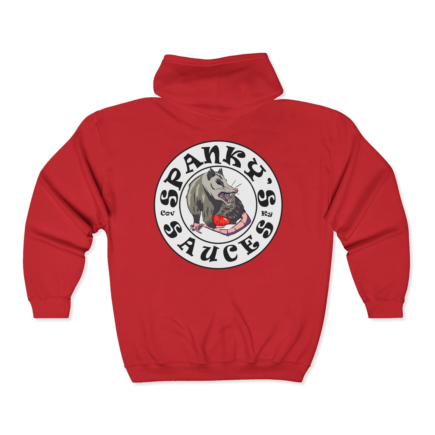 Spanky's Sauces Zip Hoodie — Hot Sauce Logo Full‑Zip Hoodie