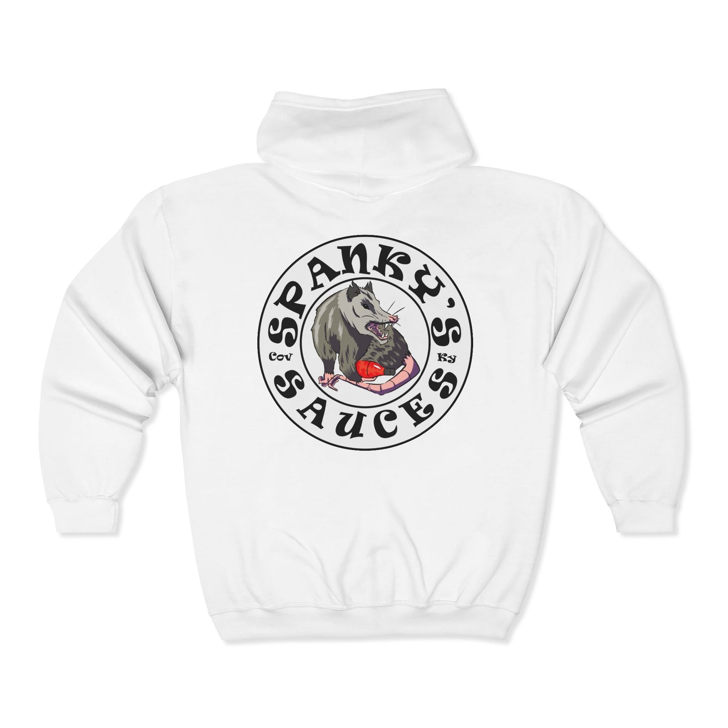 Spanky's Sauces Zip Hoodie — Hot Sauce Logo Full‑Zip Hoodie